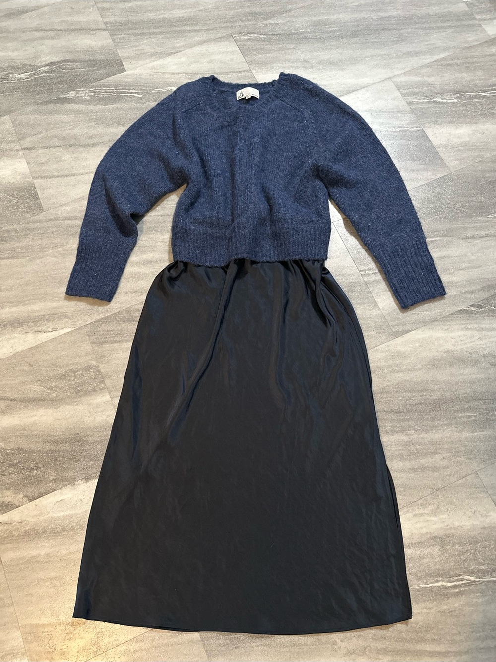 dh New York sweater satin slip dress M